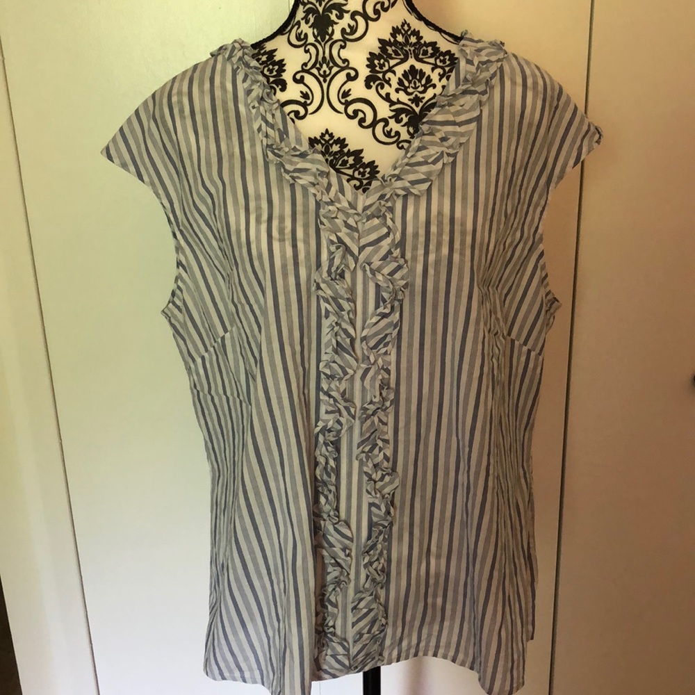Talbots Blue and White Striped Blouse